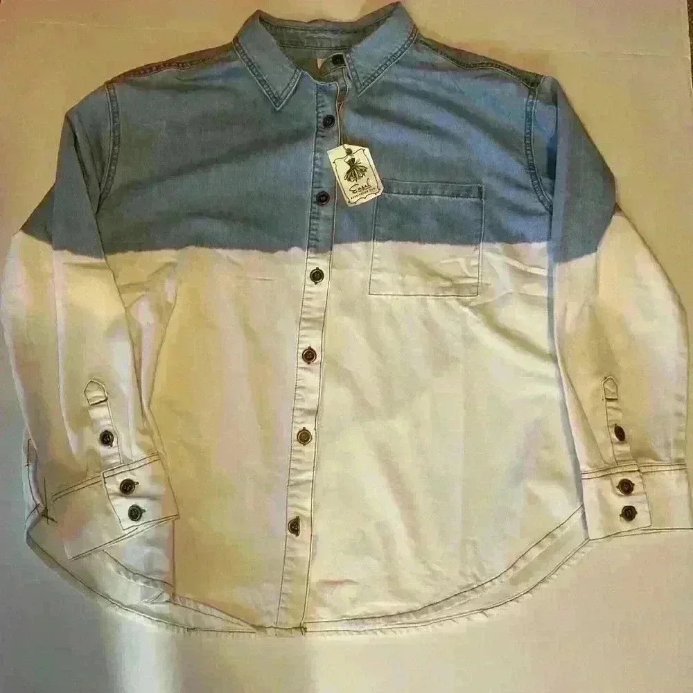 Easel Denim and White shacket. Oversized. NWT. Size medium.